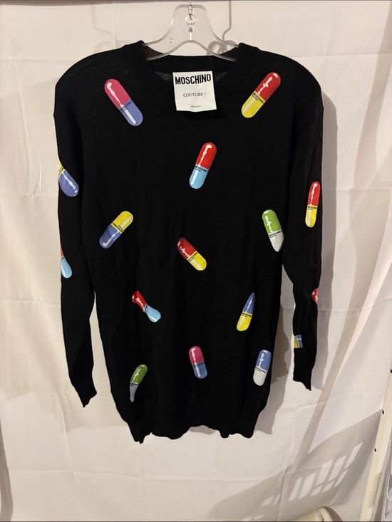 Moschino Dresses & Skirts - Moschino Black Crewneck Sweater with Multicolor Pill Motifs